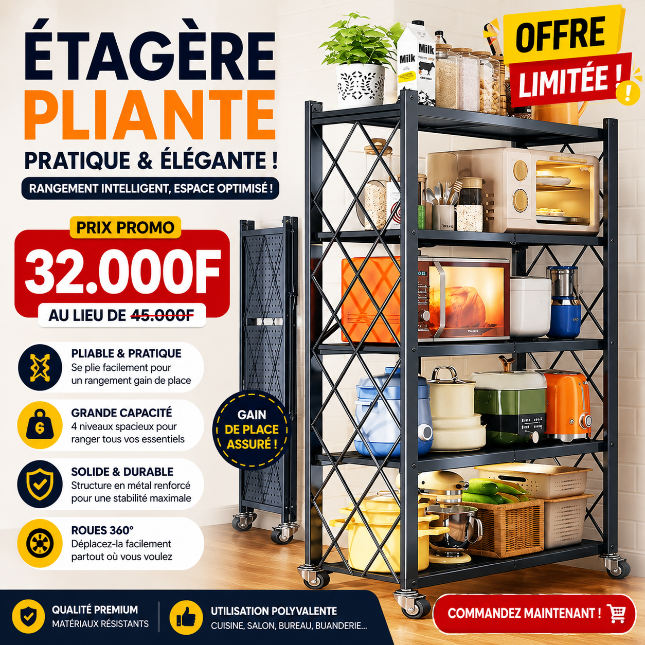Étagère pliante importé de Italie