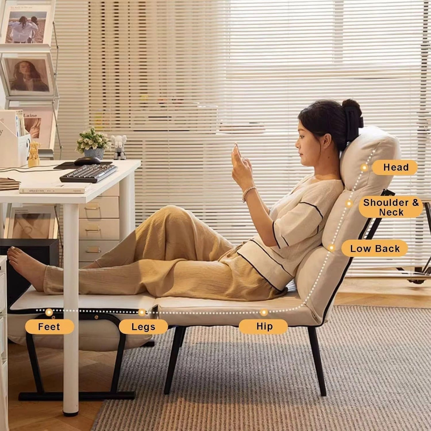 Chaise en lit démontable moderne de luxe.