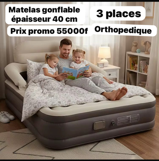 Matelas gonflable en forme de lit épaisseur 40 cm